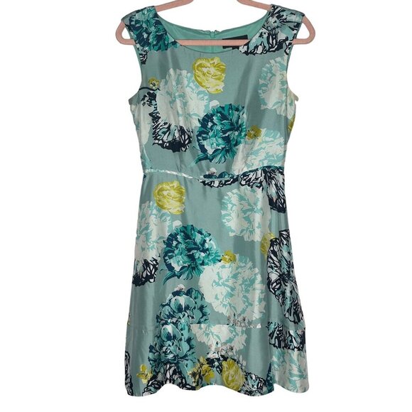 J.Crew Fit and Flare Dress Women's 0 teal Floral Print Sleeveless - Picture 1 of 8